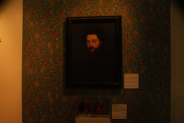 View of a portrait of William Morris in the William Morris Gallery