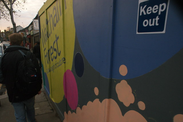 View of freshly painted street art on the corner of Hoe Street and Hawthorne Road