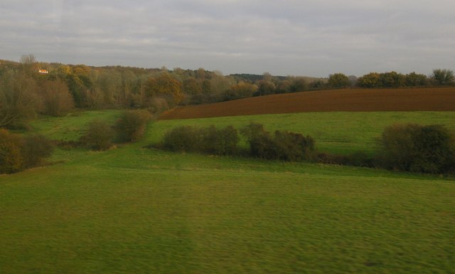 View up towards Folly Farm, from the railway