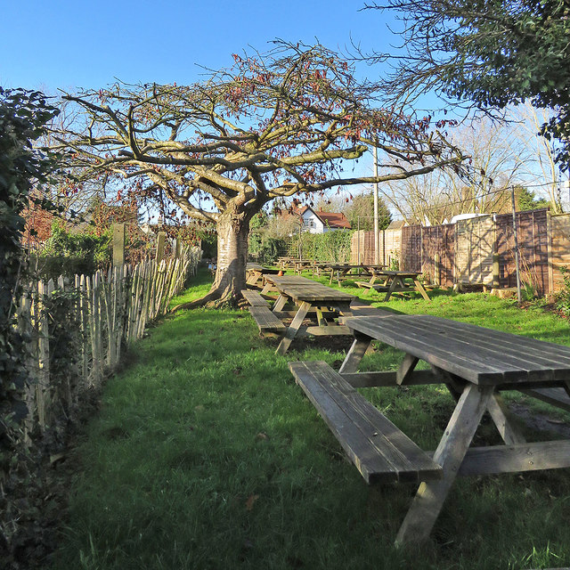 Grantchester: the beer garden at The Green Man