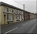 Long row of houses in Trebanog