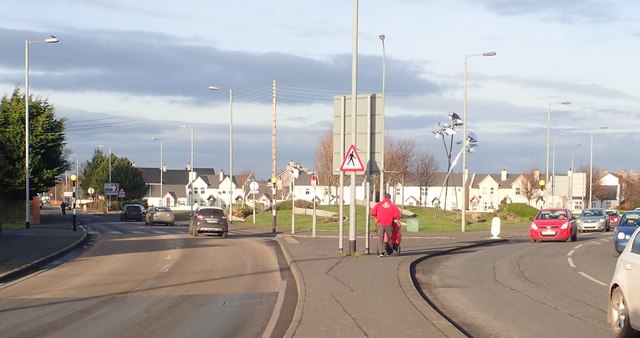 Traffic island at the junction of the A2 and A50 at the northern end of the town centre