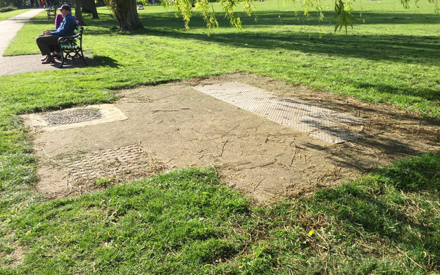 Inspection covers near the river, St Nicholas Park, Warwick