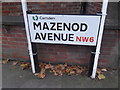 Street sign, Mazenod Avenue NW6