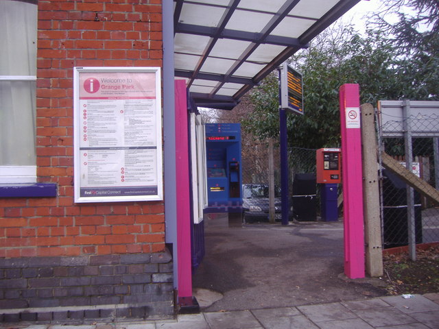 The outside entrance to Grange Park Station