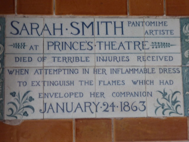 Memorial to Sarah Smith pantomime artist in Postman's Park