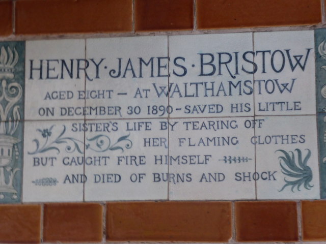 Memorial to Henry James  Bristow aged eight in Postman's Park