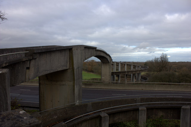 Cycle route bridge over the M4 from the south.