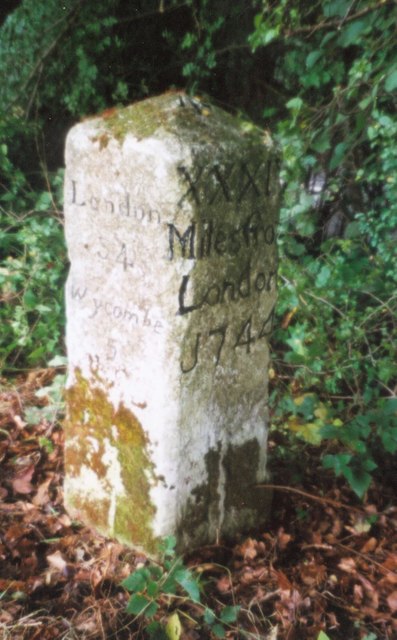 Old Milestone by the A40, south east of Beacon's Bottom