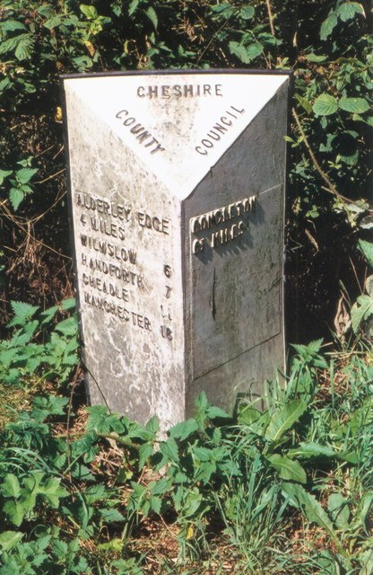Old Milepost by the A34, south of Capesthorne Hall