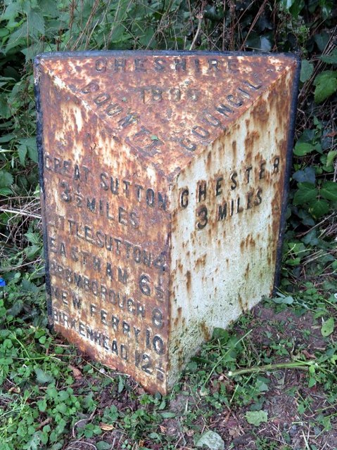 Old Milepost by the A41, south of Backford Bridge