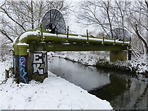 SK5702 : Pipes across the River Biam on the Aylestone Meadows by Mat Fascione