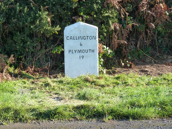 Old Milestone by the B3257, south of Brentholm