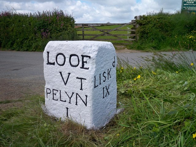 Old Milestone by the B3359, north east of Tremaine Farm