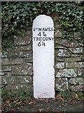 SW8737 : Old Milestone by the A3078 in Trewithian by Ian Thompson