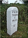 SW7546 : Old Milestone by the A390, near Three Burrows by Ian Thompson
