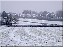 SK2832 : Snow-covered ridge and furrow field by Ian Calderwood