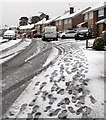 ST3090 : Footprints on a snowy pavement, Laurel Crescent, Malpas, Newport by Jaggery