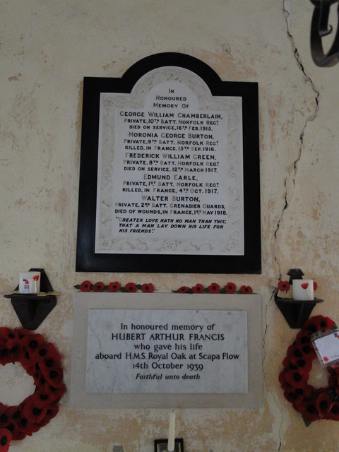 War Memorials in Crostwight church