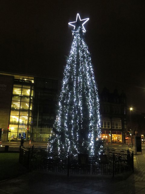 Christmas tree, Newcastle Civic Centre © Graham Robson cc-by-sa/2.0 ...