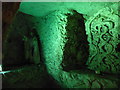 TQ4369 : Carvings in Chislehurst Caves by Marathon