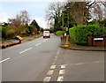 Temporary traffic lights on a Lisvane corner, Cardiff