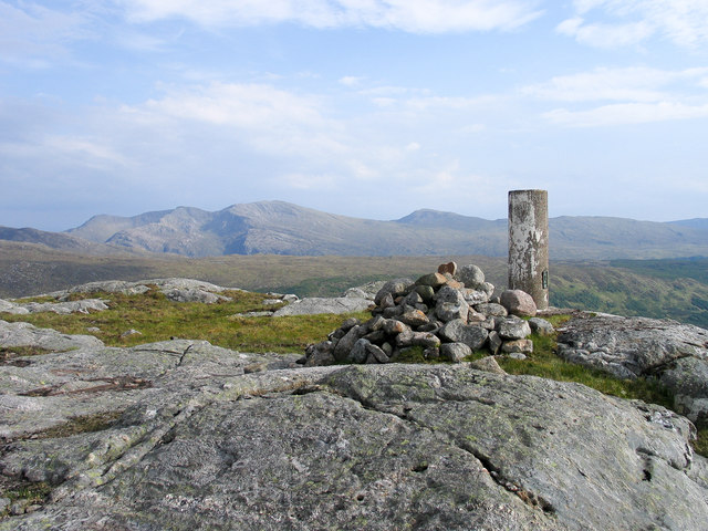 Trig point and cairn at Druim Glas