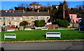 Houses on the north side of the village green, Heol Dewi Sant, Bettws