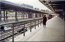 TQ3884 : Stratford Low Level, terminal Platforms 13-15, Jubilee Line, 1999 by Ben Brooksbank