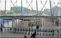 TQ3884 : Stratford Low Level, barriers of Jubilee Line platforms, elevated view 2009 by Ben Brooksbank