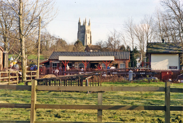 Tenterden station and St Mildred's Church, 1991