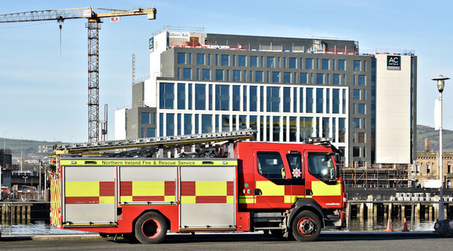 Fire appliance, Queen's Quay, Belfast - January 2018(2)