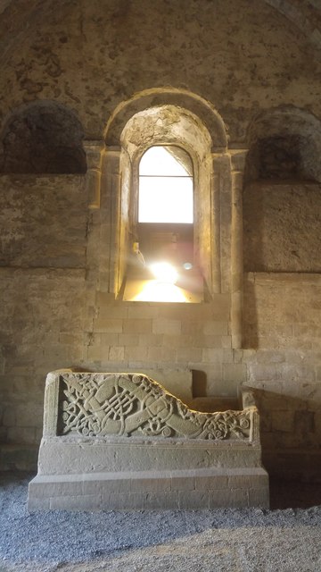 Tomb and window in Cormac's Chapel at the Rock of Cashel