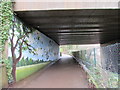 ST1783 : Motorway bridge mural in Parc Cefn Onn, Lisvane, Cardiff by Jaggery