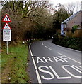 Warning signs alongside the B4316 Station Road near Pentlepoir