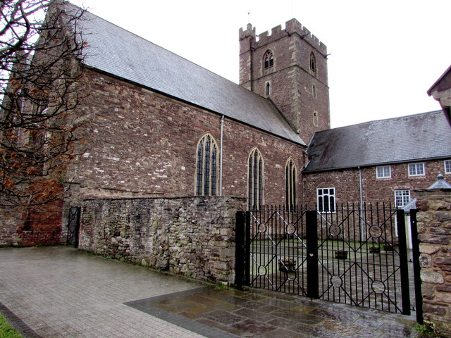 Southwest side of Grade I listed Church of St Mary, Abergavenny