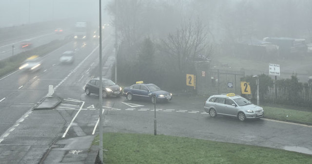 Foggy lay-by, Sydenham by-pass, Belfast (January 2018)