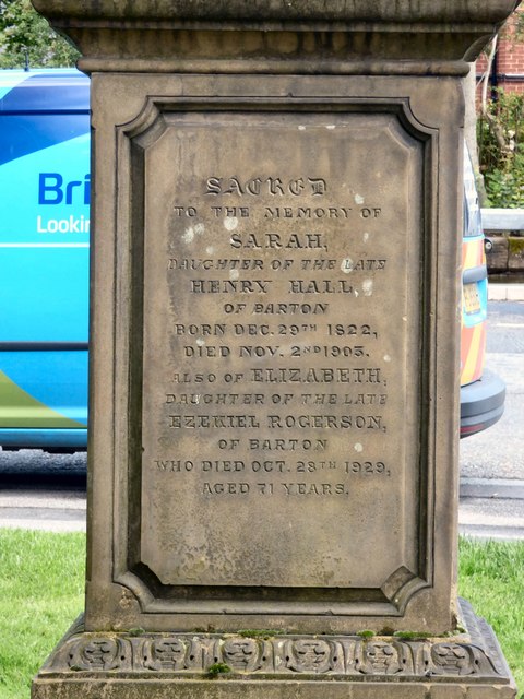 Henry Hall's memorial stone (rear inscription)