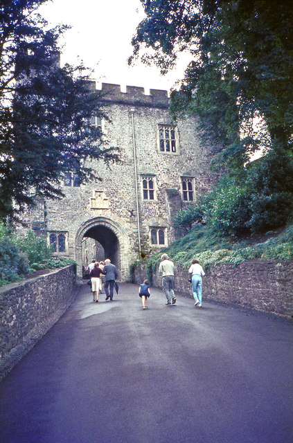 Approaching the Great Gatehouse at Dunster Castle