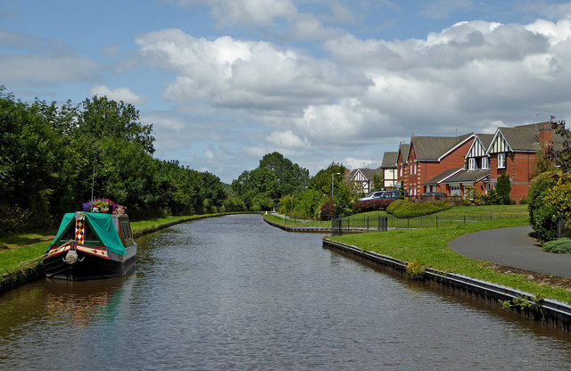 Canal and housing north-west of Stone, Staffordshire