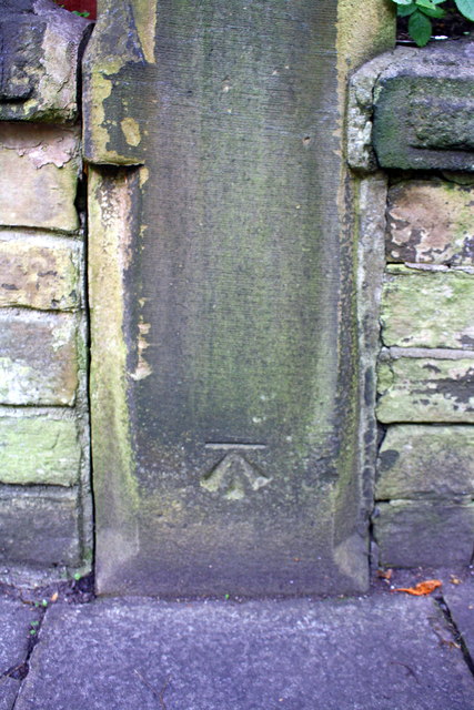 Benchmark on stone post in wall outside #1 Ashburnham Grove