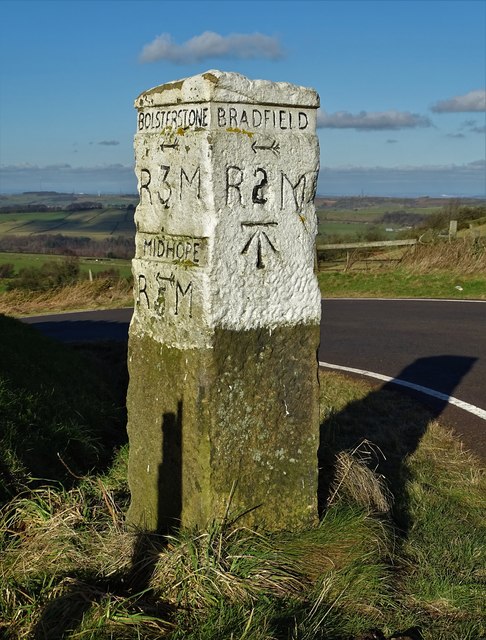 Old stone milepost east of Swanheight