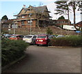 House near Plymouth Drive under scaffolding, Radyr, Cardiff