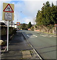 Warning sign - skid risk for half a mile, Cefn-y-bedd, Flintshire