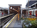 Uxbridge station on a very  wet morning