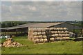 Bales and barn