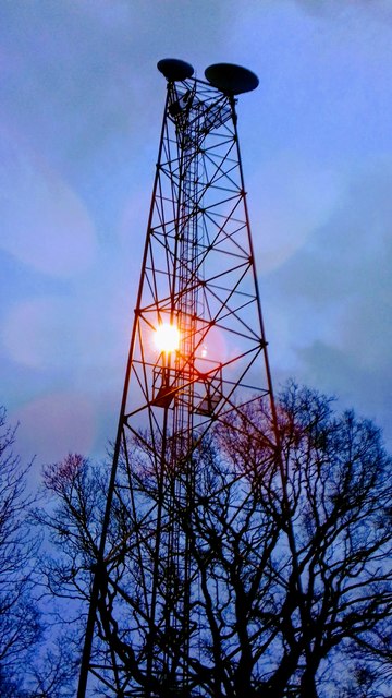 A microwave tower at Jodrell Bank Observatory