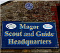 ST4287 : Name sign and plaque on the Magor Scout and Guide Headquarters, Magor by Jaggery
