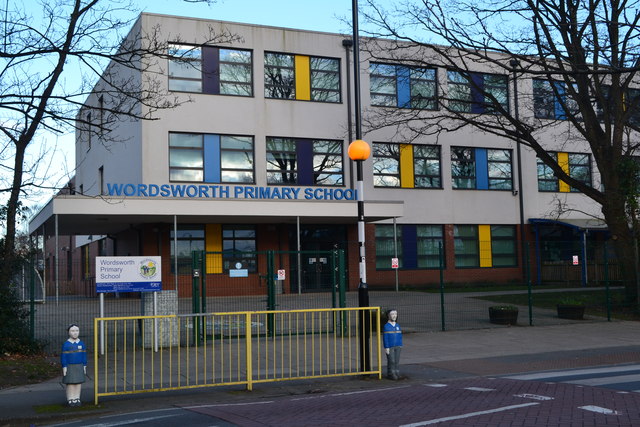 Wordsworth Primary School, seen across Victor Street