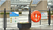 J3474 : Safety signs, Queen's Quay, Belfast (February 2018) by Albert Bridge